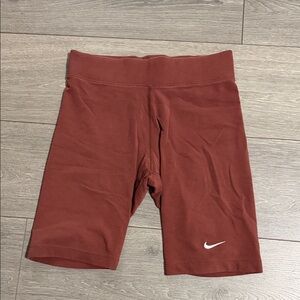 Nike Burnt Clay Bike Shorts with White Swoosh